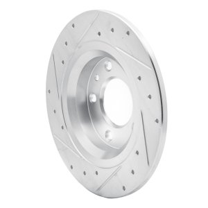 Ford Fusion Brake Rotor (1) - Rear Right - R1 Concepts - Drilled & Slotted - Silver - `98-`15